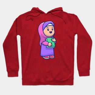 Cute girl moslem holding book Hoodie